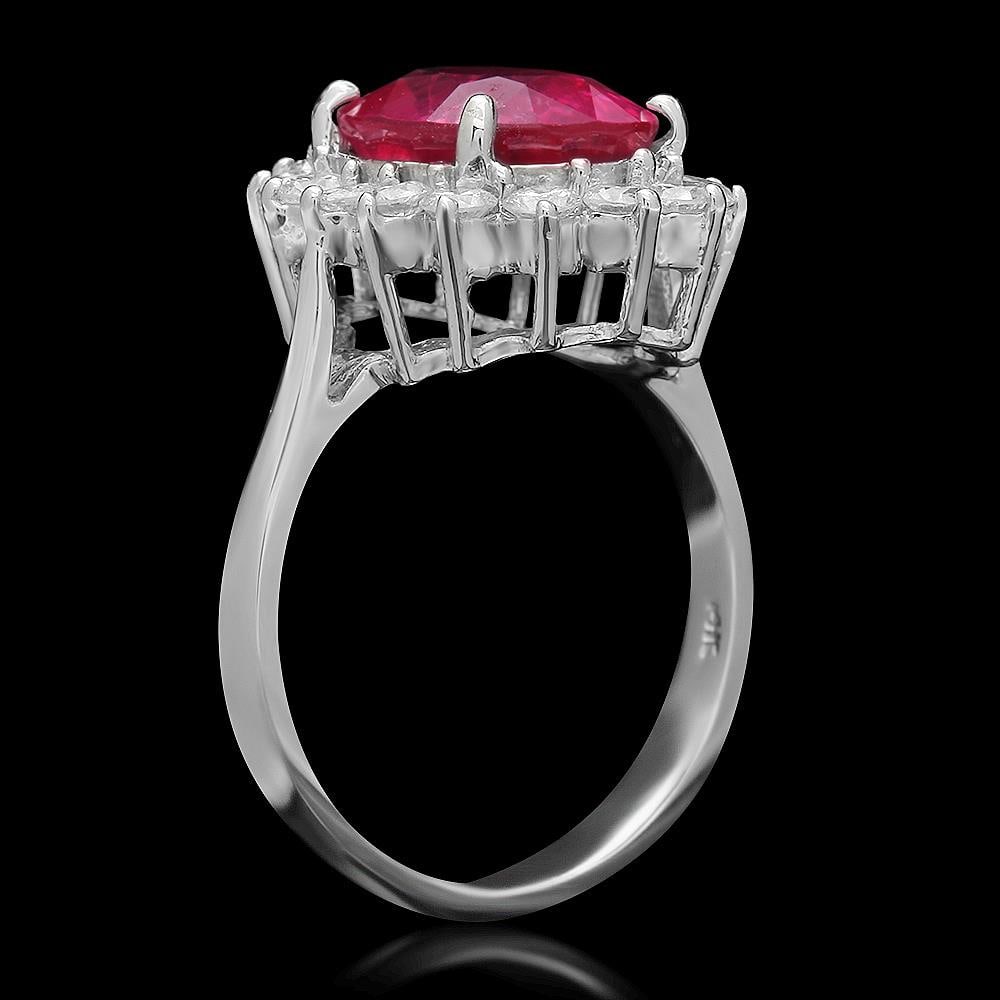 14K Gold 5.11ct Ruby 0.95ct Diamond Ring - 2