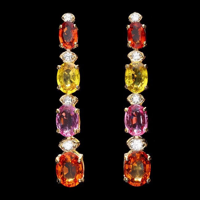 14k Gold 8ct Sapphire 0.30ct Diamond Earrings: Retail: $5,200.00 ****** 14k Gold 8ct Sapphire 0.30ct Diamond Earrings ****** Metal: 14k Solid Yellow Gold / Total Item Weight: 5.0 grams / Country Made: United States / / Main Stone: Sapphire / Color