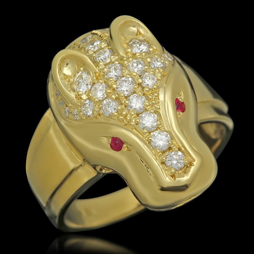 18K Gold 1.08 Diamond Ruby Panther Ring (1 of 3)