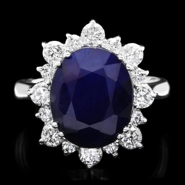 14k Gold 7.00ct Sapphire 1.00ct Diamond Ring: Retail: $7,800.00 ****** 14k Gold 7.00ct Sapphire 1.00ct Diamond Ring ****** Metal: 14k Solid White Gold / Size: 7.5 / Total Item Weight: 5.5 grams / Country Made: United States / / Main Stone: