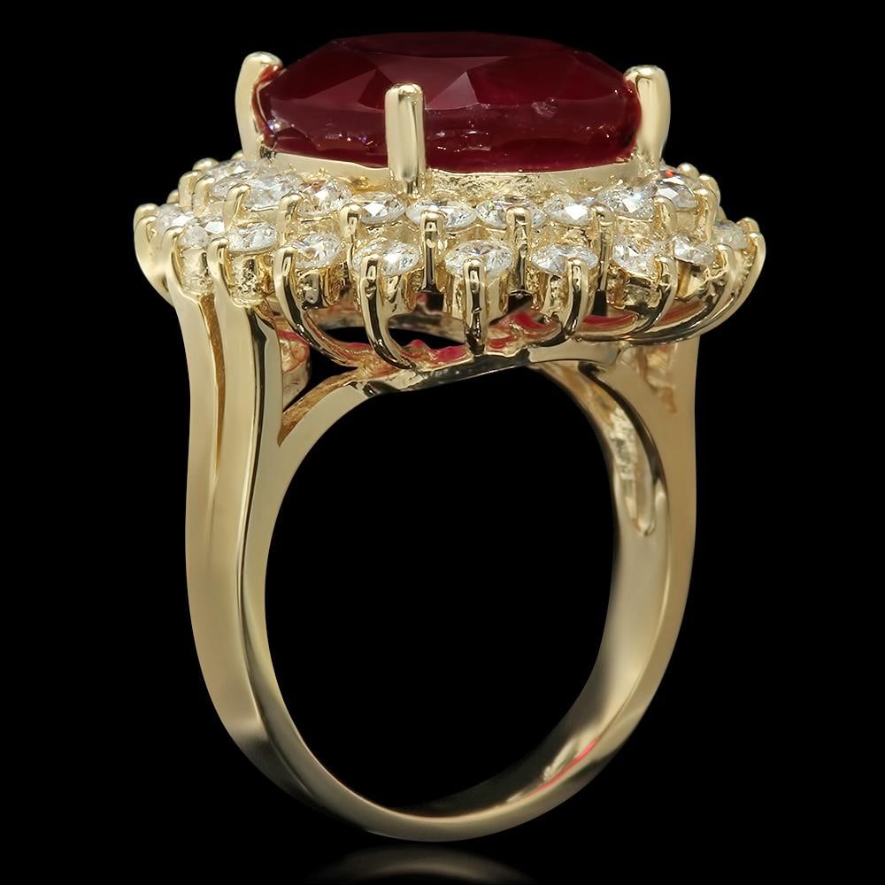 14K Gold 14.38ct Ruby 2.38ct Diamond Ring - 2
