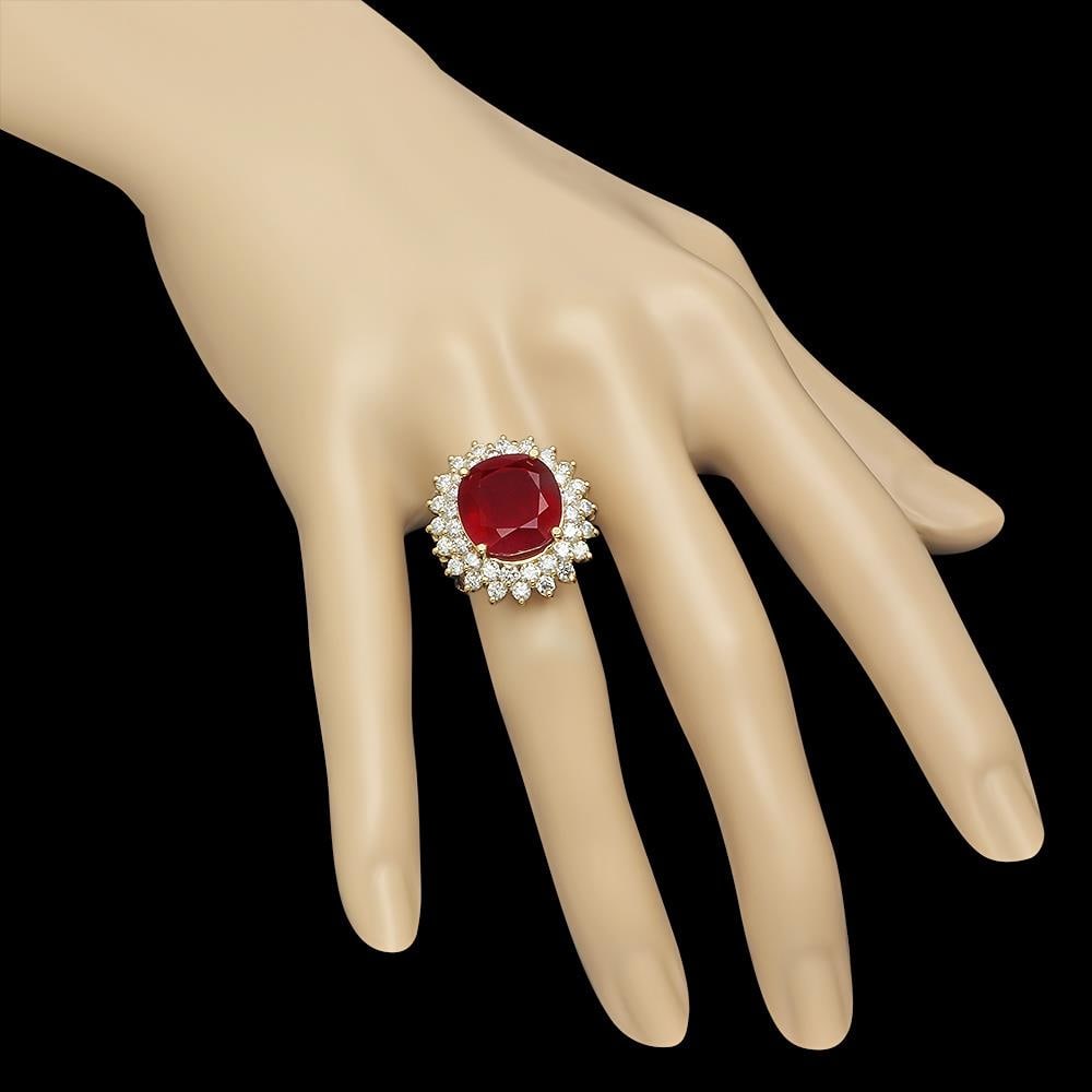 14K Gold 14.38ct Ruby 2.38ct Diamond Ring - 3