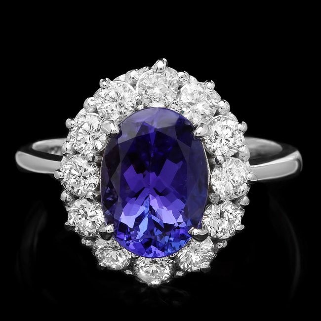 14k Gold 2.60ct Tanzanite 1.00ct Diamond Ring: Retail: $9,800.00 ****** 14k Gold 2.60ct Tanzanite 1.00ct Diamond Ring ****** Metal: 14k Solid White Gold / Size: 7.25 / Total Item Weight: 4.8 grams / Country Made: United States / / Main Stone: Tanz