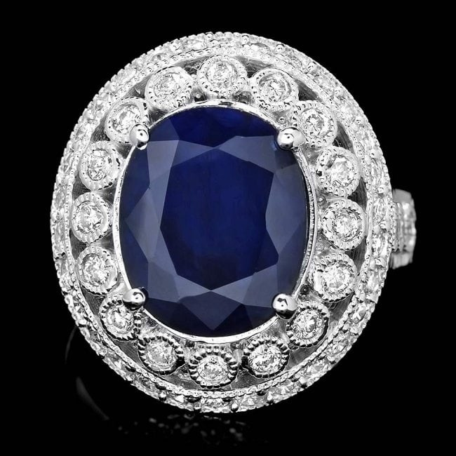 14k Gold 6.00ct Sapphire 1.30ct Diamond Ring (1 of 5)