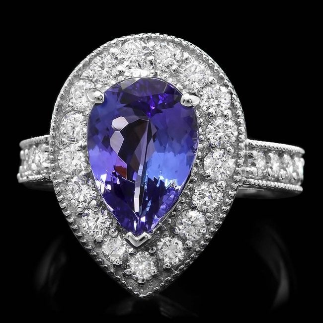 14k Gold 3.00ct Tanzanite 1.40ct Diamond Ring: Retail: $12,500.00 ****** 14k Gold 3.00ct Tanzanite 1.40ct Diamond Ring ****** Metal: 14k Solid White Gold / Size: 7.5 / Total Item Weight: 6.0 grams / Country Made: United States / / Main Stone: Tanz