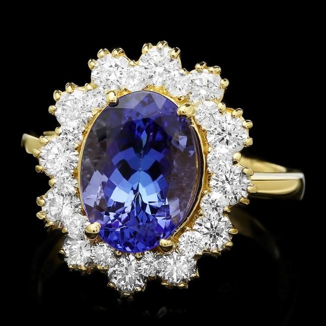14k Gold 3.69ct Tanzanite 1.35ct Diamond Ring: Retail: $11,500.00 ****** 14k Gold 3.69ct Tanzanite 1.35ct Diamond Ring ****** Metal: 14k Solid Yellow Gold / Size: 7.5 / Total Item Weight: 5.9 grams / Country Made: United States / / Main Stone: Tan