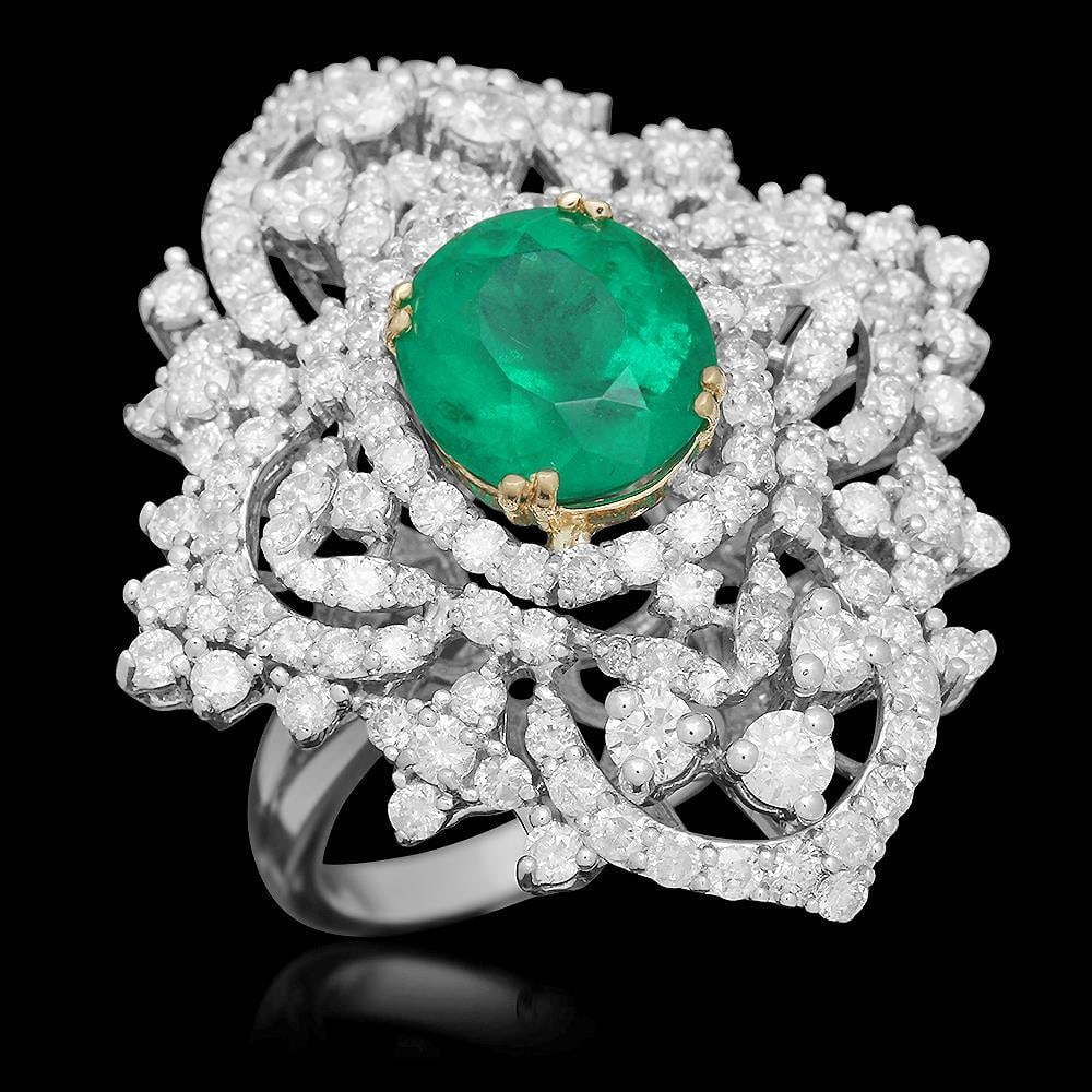 18K Gold 3.11 Emerald 3.22 Diamond Ring: Retail: $20,818.00 ****** 18K Gold 3.11 Emerald 3.22 Diamond Ring ****** Metal: 18K Solid Yellow & White Gold / Total Item Weight: 11.5 grams / Country Made: United States / / Main Stone: Emerald / Co