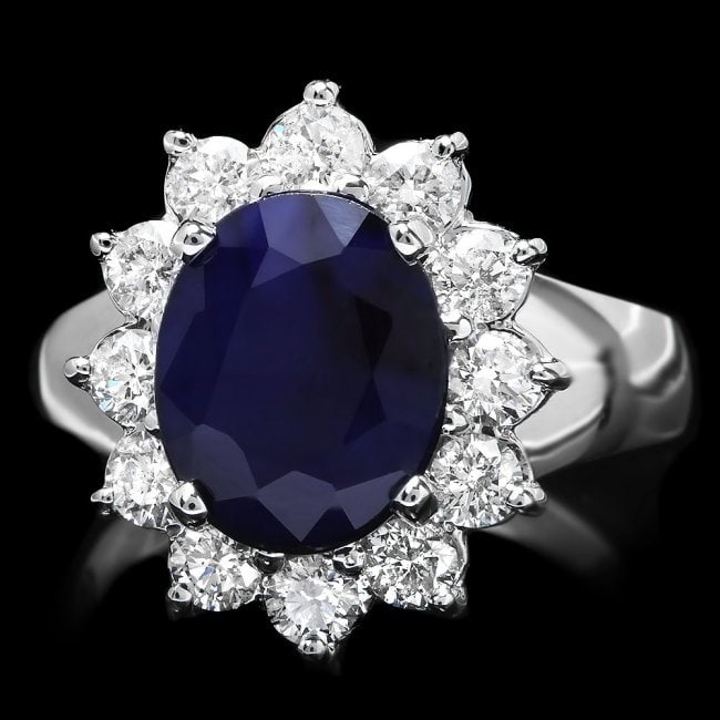 14k Gold 3.50ct Sapphire 1.00ct Diamond Ring: Retail: $5,800.00 ****** 14k Gold 3.50ct Sapphire 1.00ct Diamond Ring ****** Metal: 14k Solid White Gold / Size: 7 / Total Item Weight: 6.5 grams / Country Made: United States / / Main Stone: Sapphire