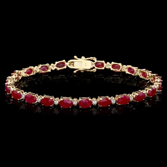 14k Yellow Gold 12ct Ruby 0.55ct Diamond Bracelet (1 of 6)