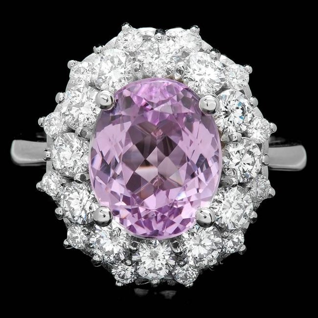 14k White Gold 4.50ct Kunzite 1.60ct Diamond Ring: Retail: $16,000.00 ****** 14k White Gold 4.50ct Kunzite 1.60ct Diamond Ring ****** Metal: 14k Solid White Gold / Size: 7.5 / Total Item Weight: 6.5 grams / Country Made: United States / / Main Stone: