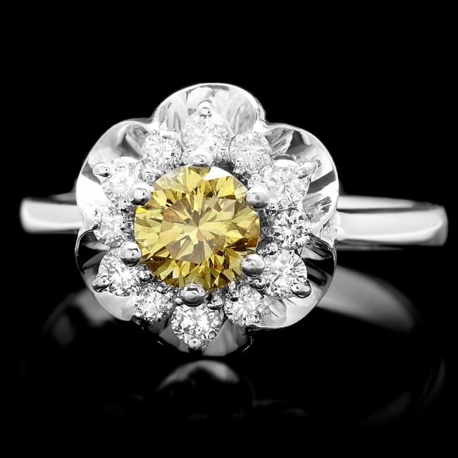 14k White Gold 1.1ct Diamond Ring: Retail: $7,300.00 ****** 14k White Gold 1.1ct Diamond Ring ****** Metal: 14k Solid White Gold / Size: 7 / Total Item Weight: 5.5 grams / Country Made: United States / / Main Stone: Diamond / Color: Ye