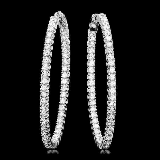 14k White Gold 5.20ct Diamond Earrings: Retail: $18,800.00 ****** 14k White Gold 5.20ct Diamond Earrings ****** Metal: 14k Solid White Gold / Total Item Weight: 15.5 grams / Country Made: United States / / Main Stone: Diamond / Color: White