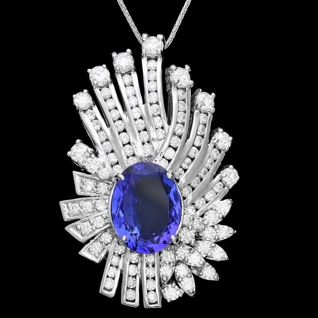 14k Gold 6.20ct Tanzanite 3.60ct Diamond Pendant: Retail: $22,300.00 ****** 14k Gold 6.20ct Tanzanite 3.60ct Diamond Pendant ****** Metal: 14k Solid White Gold / Size: 16 / Total Item Weight: 14.0 grams / / Main Stone: Tanzanite / Color: Purple / Car