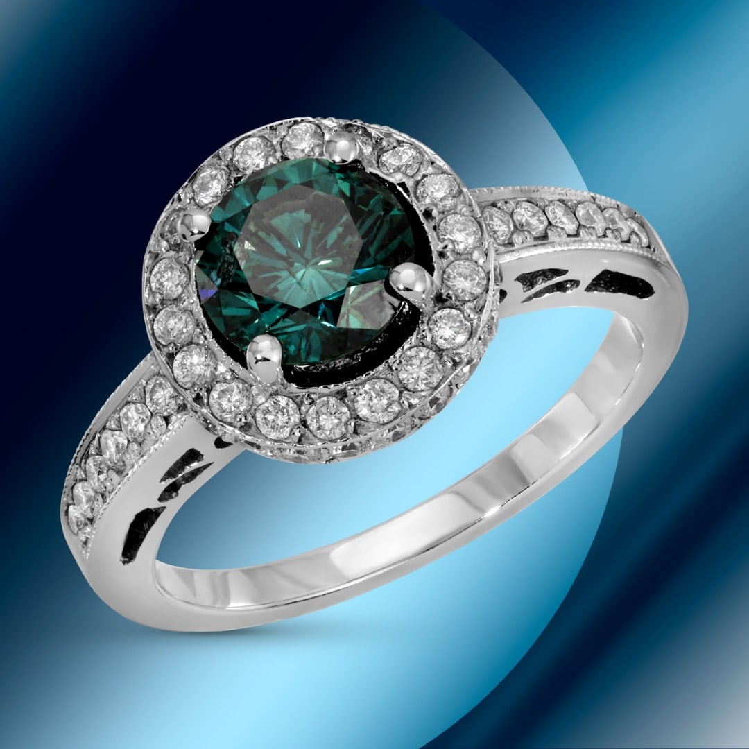 14K Gold 1.82cts Diamond Ring: Retail: $17,136*****14K Gold Diamond Ring*****Metal: 14K White Gold/ Total Wt.: 4.7g / Country Made US// Main Stone: Natural Diamonds / Carat Total Wt.: 1.22cts / Treatment: Color Enhanced / Color: no