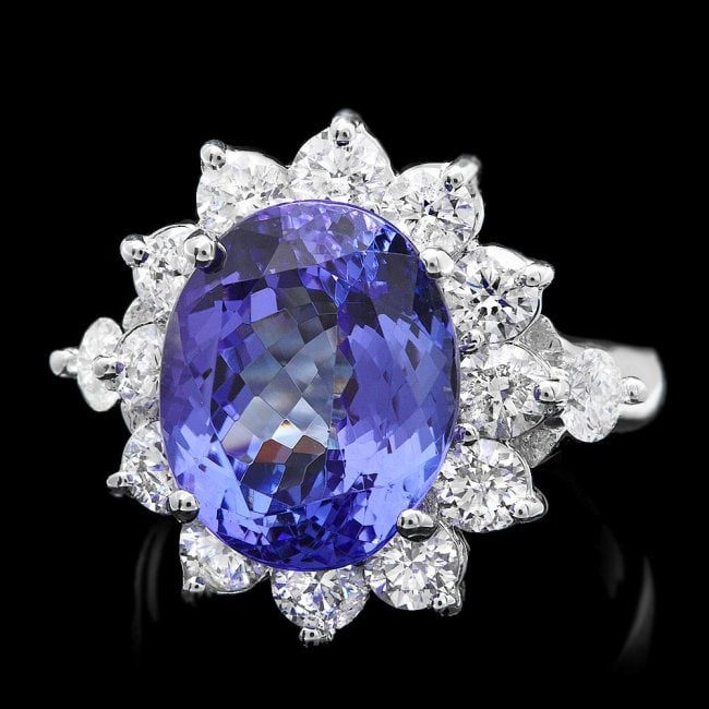14k Gold 7.50ct Tanzanite 2.00ct Diamond Ring: Retail: $38,500.00 ****** 14k Gold 7.50ct Tanzanite 2.00ct Diamond Ring ****** Metal: 14k Solid White Gold / Size: 7.25 / Total Item Weight: 9.8 grams / Country Made: United States / / Main Stone: Tan