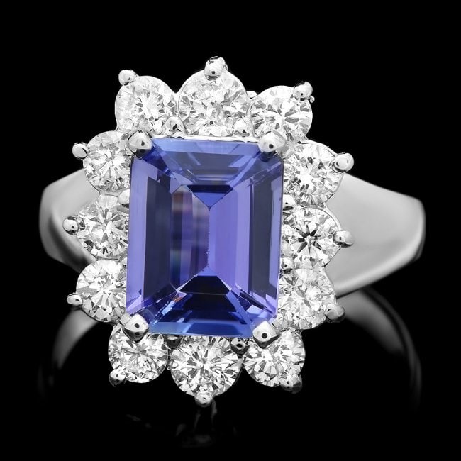 14k Gold 2.50ct Tanzanite 1.20ct Diamond Ring: Retail: $8,700.00 ****** 14k Gold 2.50ct Tanzanite 1.20ct Diamond Ring ****** Metal: 14k Solid White Gold / Size: 7 / Total Item Weight: 5.0 grams / Country Made: United States / / Main Stone: Tanzani