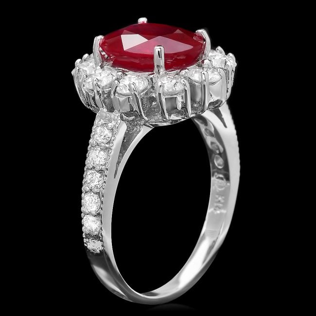 14k White Gold 3.20ct Ruby 1.50ct Diamond Ring - 2