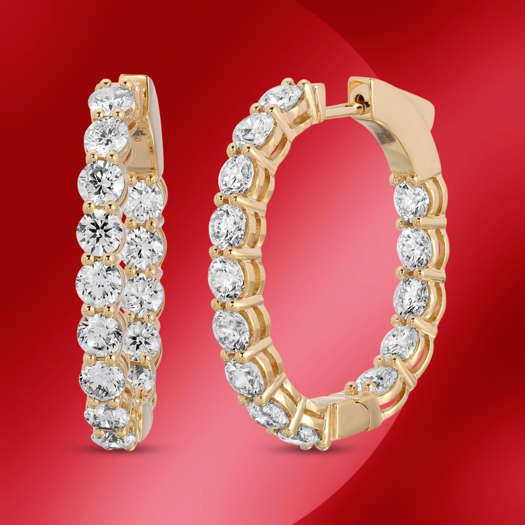 14K Gold 5.30cts Diamond Hoop Earrings: Retail: $24,000*****14K Gold Diamond Hoop Earrings*****Metal: 14K Yellow Gold/ Total Wt.:5.30cts / Country Made US// Main Stone: Natural Diamond / Carat Total Wt.: 5.30cts / Treatment: None/ Color: No