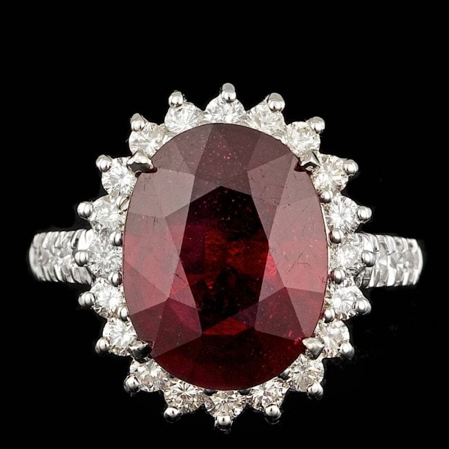14k White Gold 7.50ct Ruby 1.10ct Diamond Ring: Retail: $9,800.00 ****** 14k White Gold 7.50ct Ruby 1.10ct Diamond Ring ****** Metal: 14k Solid White Gold / Size: 7 / Total Item Weight: 7.0 grams / Country Made: United States / / Main Stone: Ruby /