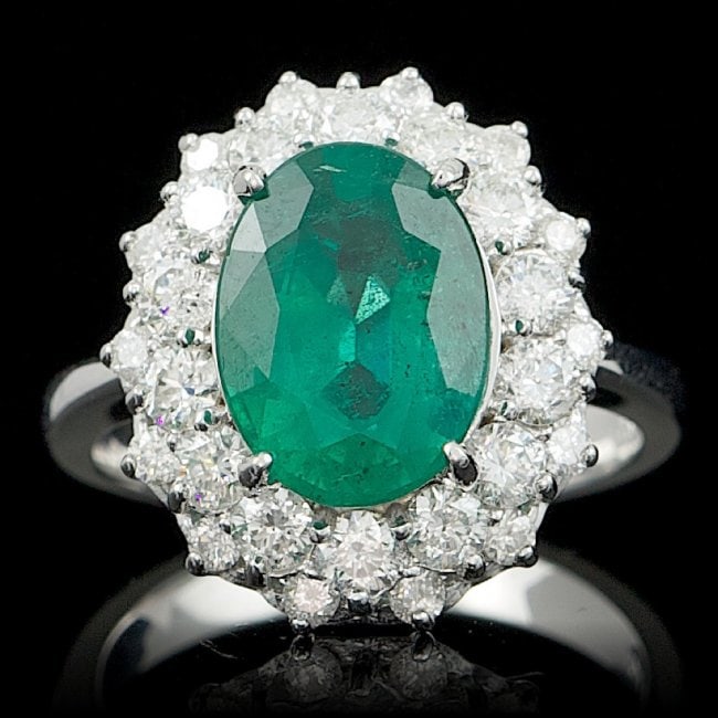 14k White Gold 3.50ct Emerald 1.55ct Diamond Ring (1 of 8)