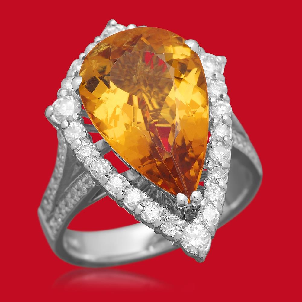 14K Gold 5.46ct Yellow Beryl 1.10ct Diamond Ring (1 of 5)