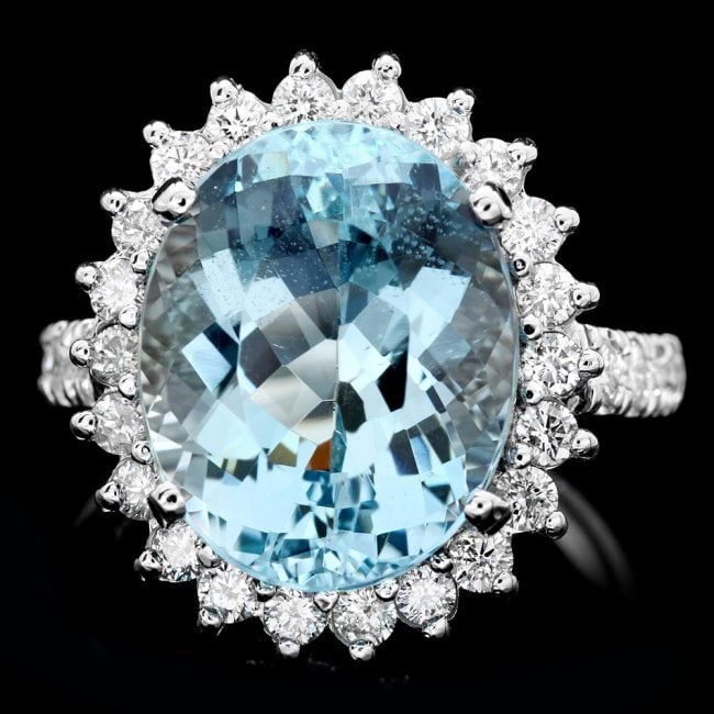 14k Gold 7.50ct Aquamarine 1.00ct Diamond Ring (1 of 5)