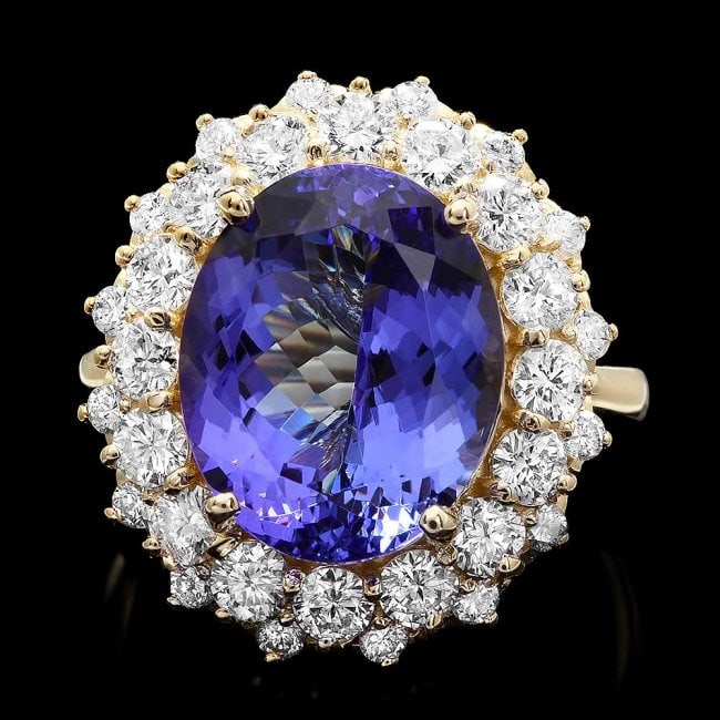 14k Yellow Gold 8ct Tanzanite 1.90ct Diamond Ring (1 of 4)