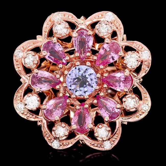 14k Rose 1.00ct Tanzanite 0.75ct Diamond Ring (1 of 6)