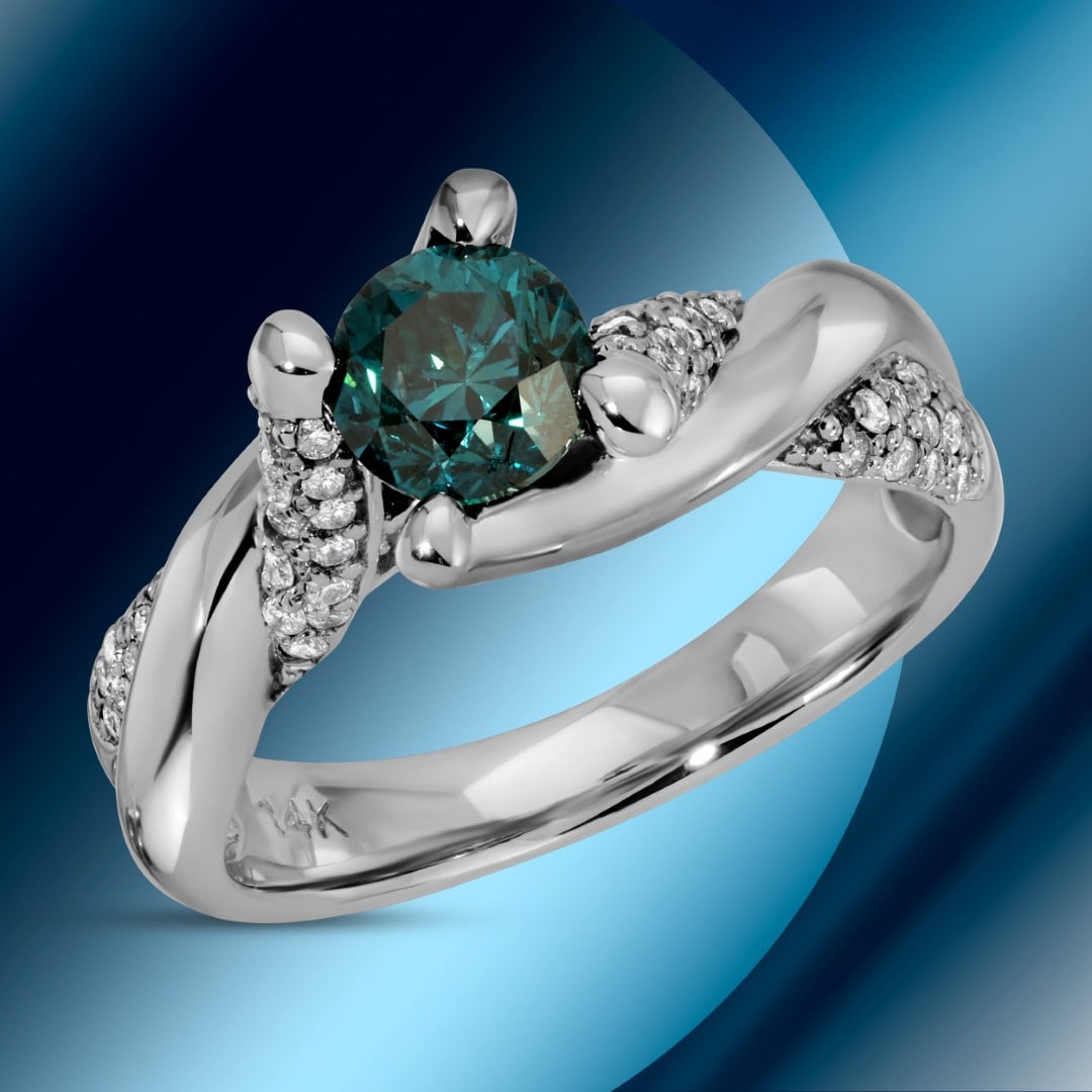 14K Gold 1.29cts Diamond Ring: Retail: $14,315*****14K Gold Diamond Ring*****Metal: 14K White Gold/ Total Wt.: 5.8g / Country Made US// Main Stone: Natural Diamonds / Carat Total Wt.: 1.00cts / Treatment: Color Enhanced / Color: no