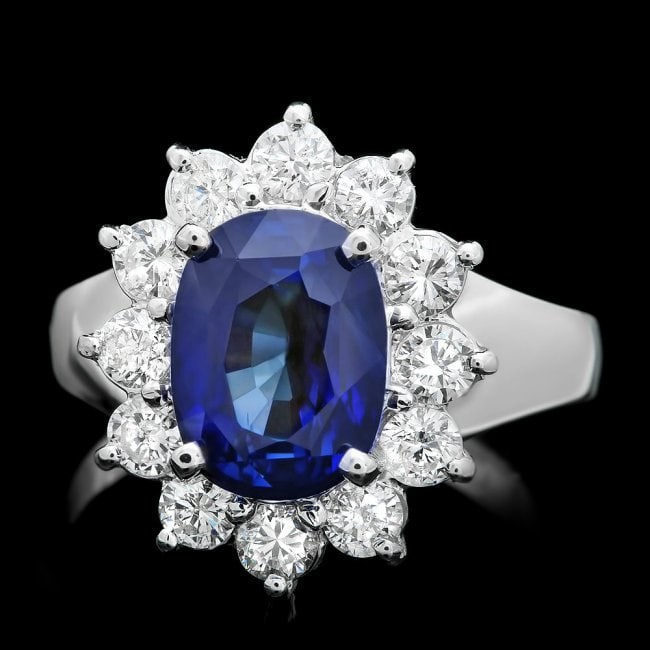 14k Gold 4.00ct Sapphire 1.00ct Diamond Ring: Retail: $11,400.00 ****** 14k Gold 4.00ct Sapphire 1.00ct Diamond Ring ****** Metal: 14k Solid White Gold / Size: 7.25 / Total Item Weight: 5.5 grams / Country Made: United States / / Main Stone: Sapp