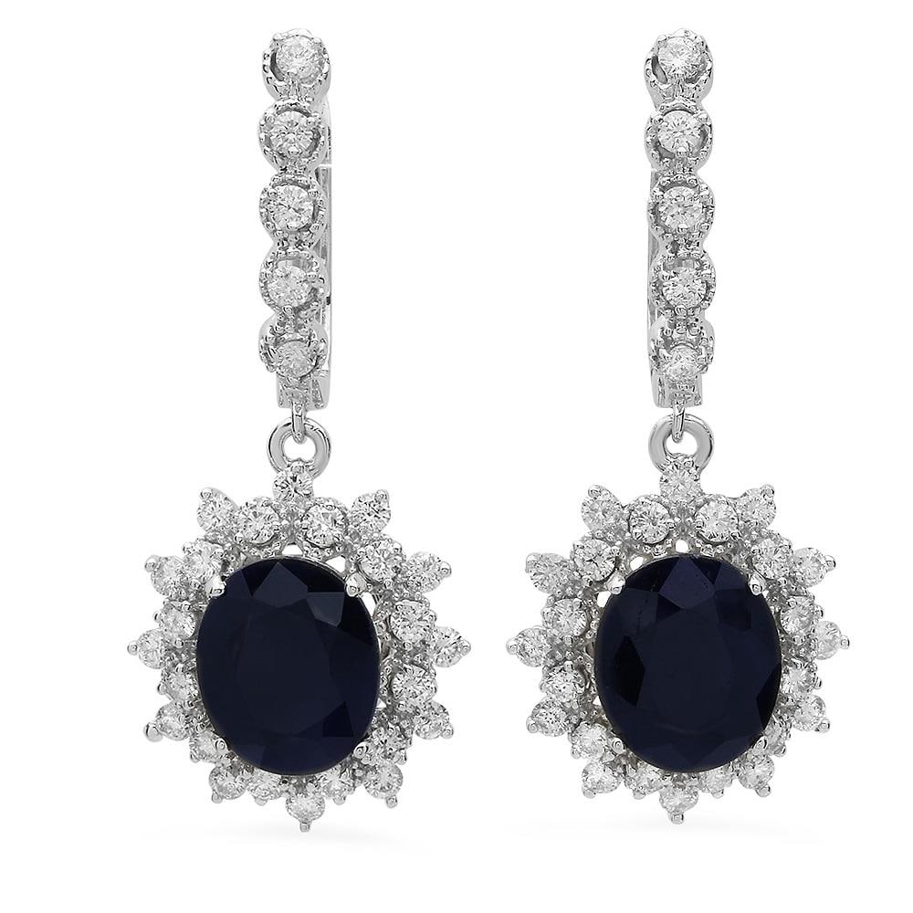 14K Gold 7.97ct Sapphire 1.63ct Diamond Earrings: Retail: $8,660.00 ****** 14K Gold 7.97ct Sapphire 1.63ct Diamond Earrings ****** Metal: 14K Solid Gold / Total Item Weight: 8.6 grams / Country Made: United States / / Main Stone: Sapphire / Color: Bl