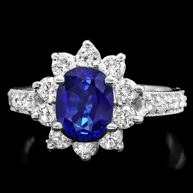 14k Gold 2.00ct Sapphire 1.00ct Diamond Ring: Retail: $7,500.00 ****** 14k Gold 2.00ct Sapphire 1.00ct Diamond Ring ****** Metal: 14k Solid White Gold / Size: 7 / Total Item Weight: 4.00 grams / Country Made: United States / / Main Stone: Sapphir