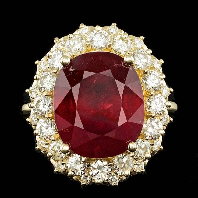 14k Yellow Gold 11.50ct Ruby 1.65ct Diamond Ring: Retail: $9,800.00 ****** 14k Yellow Gold 11.50ct Ruby 1.65ct Diamond Ring ****** Metal: 14k Solid Yellow Gold / Size: 7.5 / Total Item Weight: 9.0 grams / Country Made: United States / / Main Stone: R