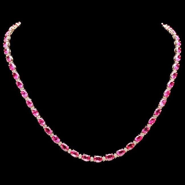 14k Gold 23ct Tourmaline 1.40ct Diamond Necklace (1 of 7)