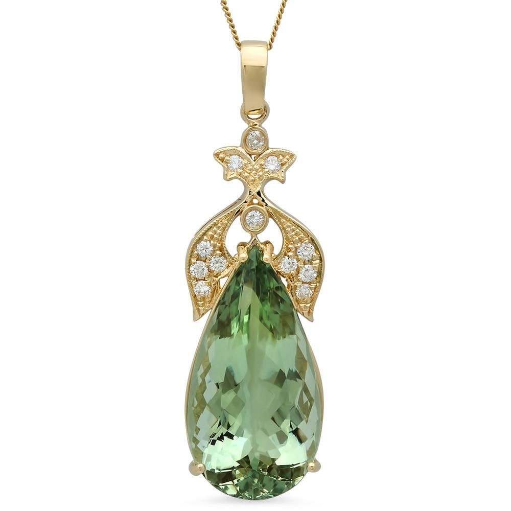 14K Gold 22.94ct Amethyst 0.40ct Diamond Pendant (1 of 5)