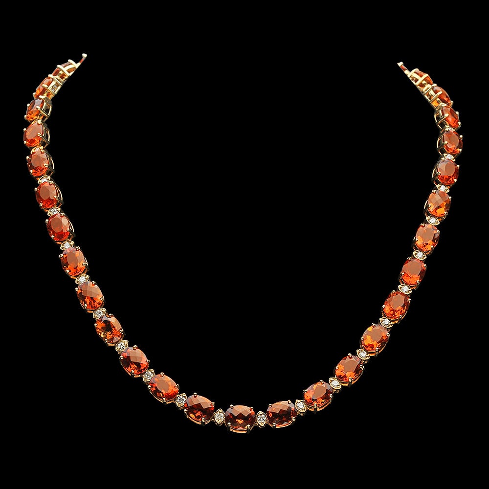 14K Gold 60.15ct Citrine Diamond Necklace (1 of 5)