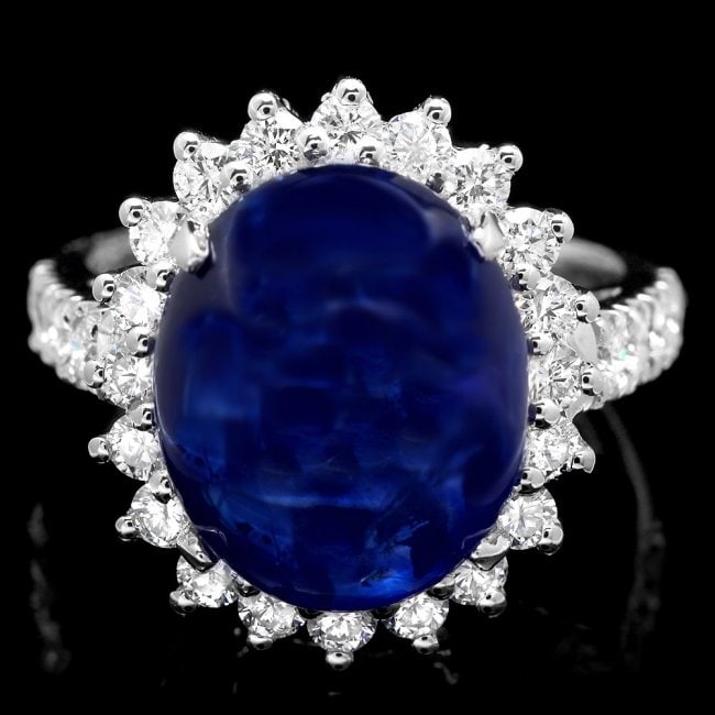 14k Gold 11.50ct Sapphire 1.20ct Diamond Ring: Retail: $14,850.00 ****** 14k Gold 11.50ct Sapphire 1.20ct Diamond Ring ****** Metal: 14k Solid White Gold / Size: 10.5 / Total Item Weight: 7.5 grams / Country Made: United States / / Main Stone: Sap