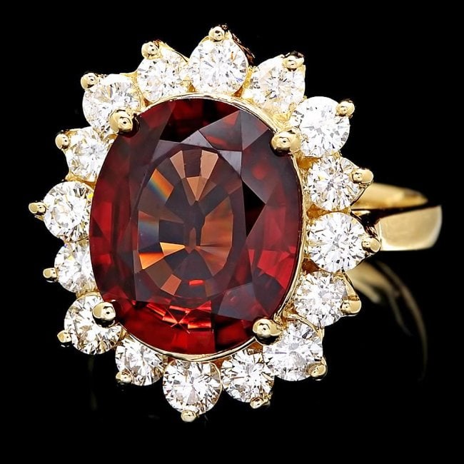 14k Yellow Gold 7.00ct Zircon 1.60ct Diamond Ring (1 of 5)