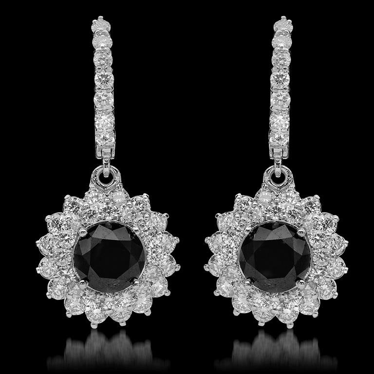 14k Gold 4.30ct Fancy Color Diamond & 7.19ct Diamond Earrings (1 of 3)