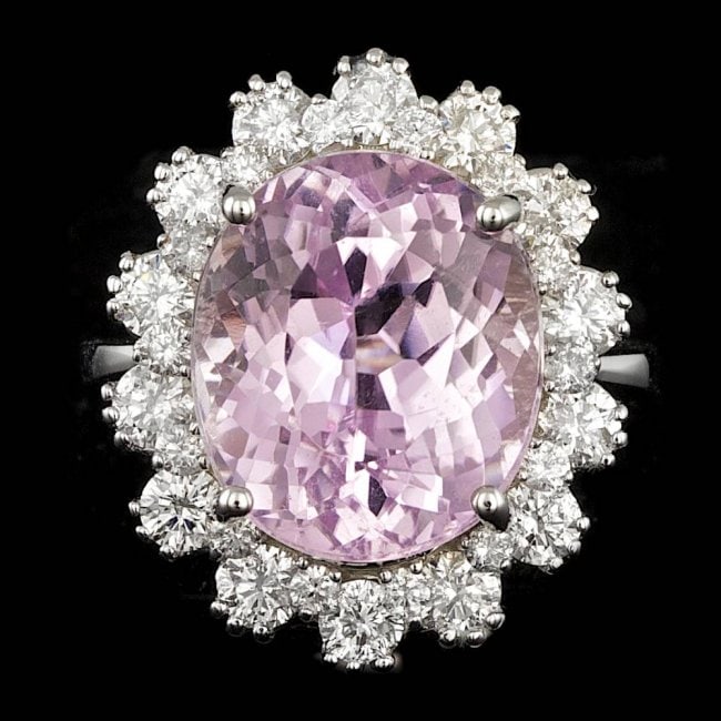 14k Gold 10.00ct Kunzite 1.70ct Diamond Ring: Retail: $13,900.00 ****** 14k Gold 10.00ct Kunzite 1.70ct Diamond Ring ****** Metal: 14k Solid White Gold / Size: 7 / Total Item Weight: 7.0 grams / Country Made: United States / / Main Stone: Kunzite