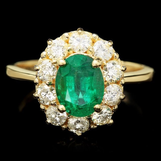 14k Gold 1.80ct Emerald 1.00ct Diamond Ring: Retail: $14,630.00 ****** 14k Gold 1.80ct Emerald 1.00ct Diamond Ring ****** Metal: 14k Solid Yellow Gold / Size: 7.5 / Total Item Weight: 4.5 grams / Country Made: United States / / Main Stone: Emera