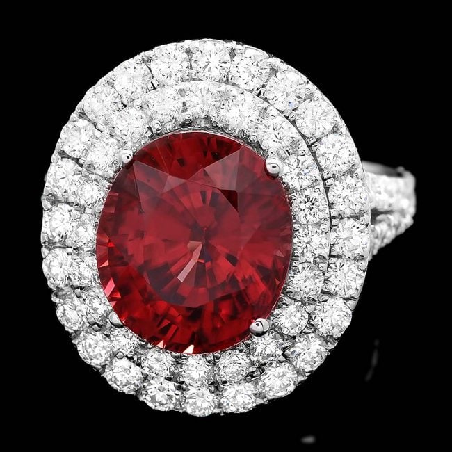 14k White Gold 8.50ct Zircon 2.10ct Diamond Ring (1 of 5)