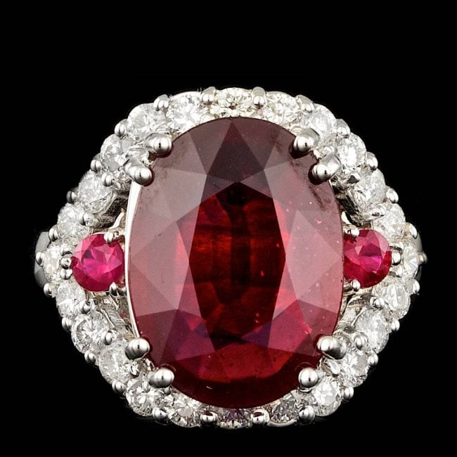 14k White Gold 7.3ct Ruby 1.20ct Diamond Ring (1 of 5)