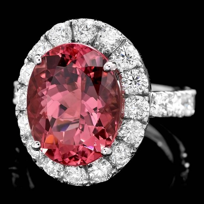 14K Gold 6.00ct Tourmaline 2.00ct Diamond Ring: Retail: $18,300.00****** 14k Gold 1.50ct Aquamarine 1.40ct Diamond Ring ****** Metal: 14k Solid White Gold / Size: 7 / Total Item Weight: 7.5 grams / Country Made: United States / / Main Stone: Tourma