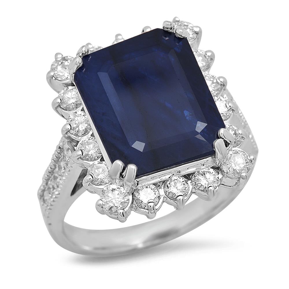 14K Gold 7.21ct Sapphire 1.25cts Diamond Ring: Retail: $7,410.00 ****** 14K Gold 7.21ct Sapphire 1.25cts Diamond Ring****** Metal: 14K White Gold / Total Item Weight: 8.3 grams / Country Made: United States / / Main Stone: Sapphire / Color: Blue /