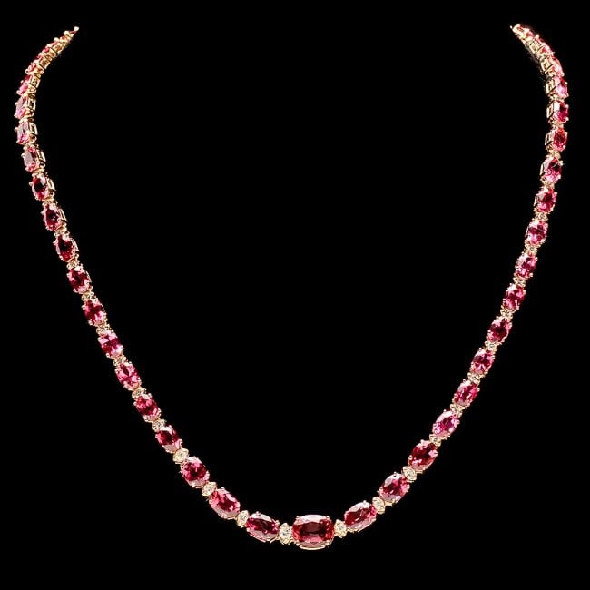 14k 26.10ct Tourmaline 1.60ct Diamond Necklace: Retail: $18,900.00 ****** 14k 26.10ct Tourmaline 1.60ct Diamond Necklace ****** Metal: 14k Solid Yellow Gold / Size: 17 / Total Item Weight: 20.0 grams / Country Made: United States / / Main Stone: To