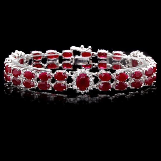 14k White Gold 22ct Ruby 1.30ct Diamond Bracelet (1 of 6)