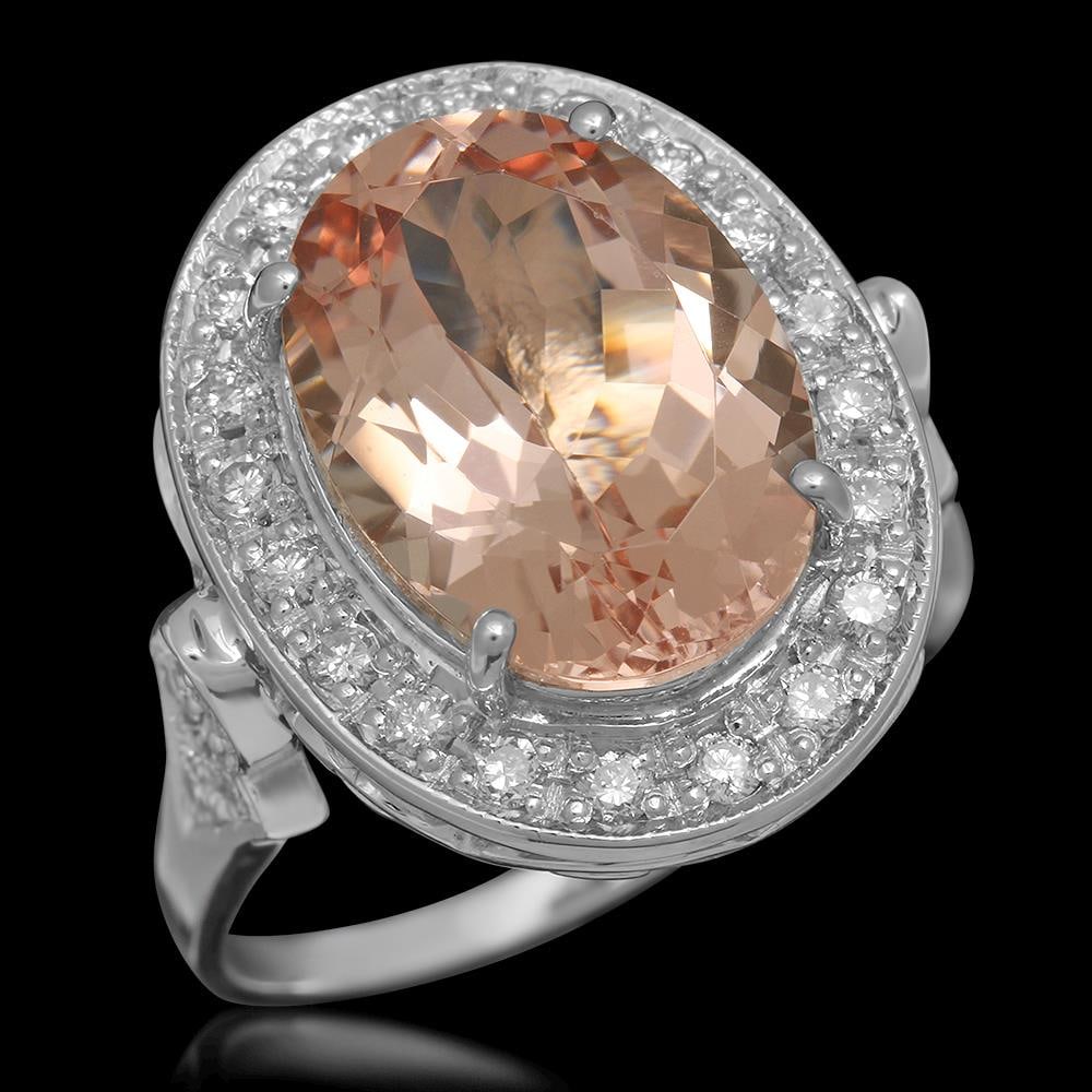14K Gold 5.97ct Morganite 0.52ct Diamond Ring: Retail: $8,085.00 ****** 14K Gold 5.97ct Morganite 0.52ct Diamond Ring ****** Metal: 14K Solid Gold / Total Item Weight: 7.7 grams / Country Made: United States / / Main Stone: Morganite / Color: Oran