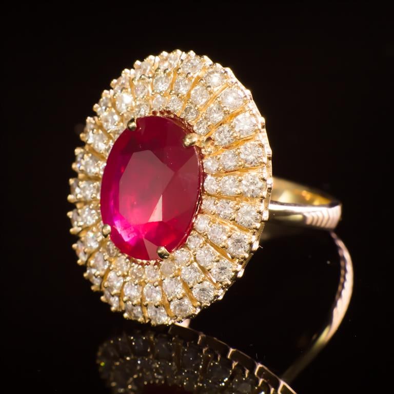 14k Gold 6.84ct Ruby 1.91ct Diamond Ring - 2