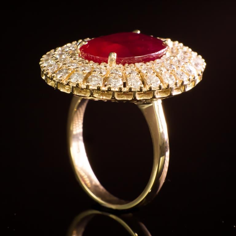 14k Gold 6.84ct Ruby 1.91ct Diamond Ring - 3